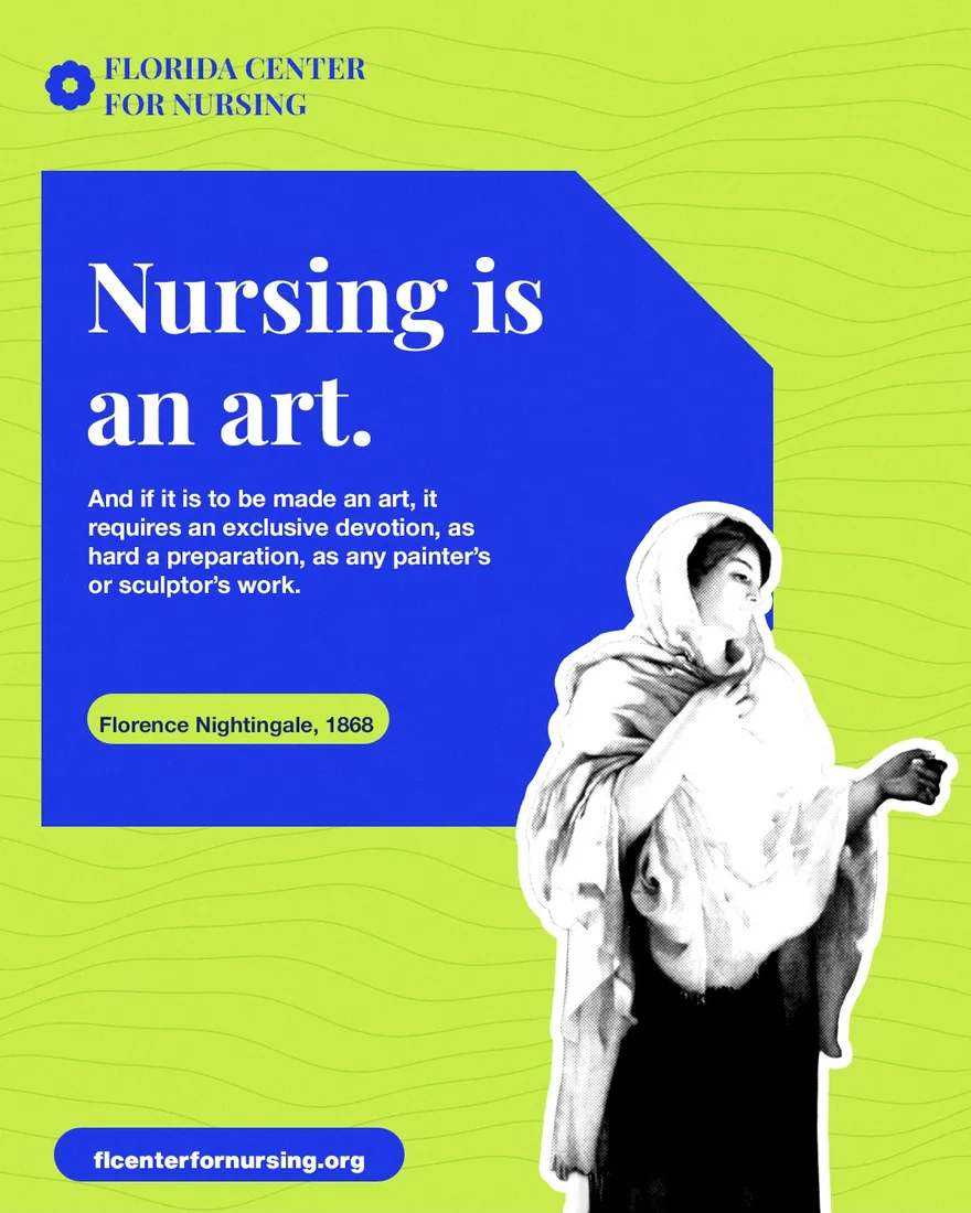Heritage quote card: Florence Nightingale, 1868, over a public-domain lithograph.